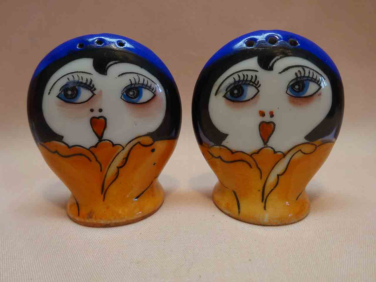 Noritake Flapper Lady Heads Novelty Salt & Pepper Shakers Club